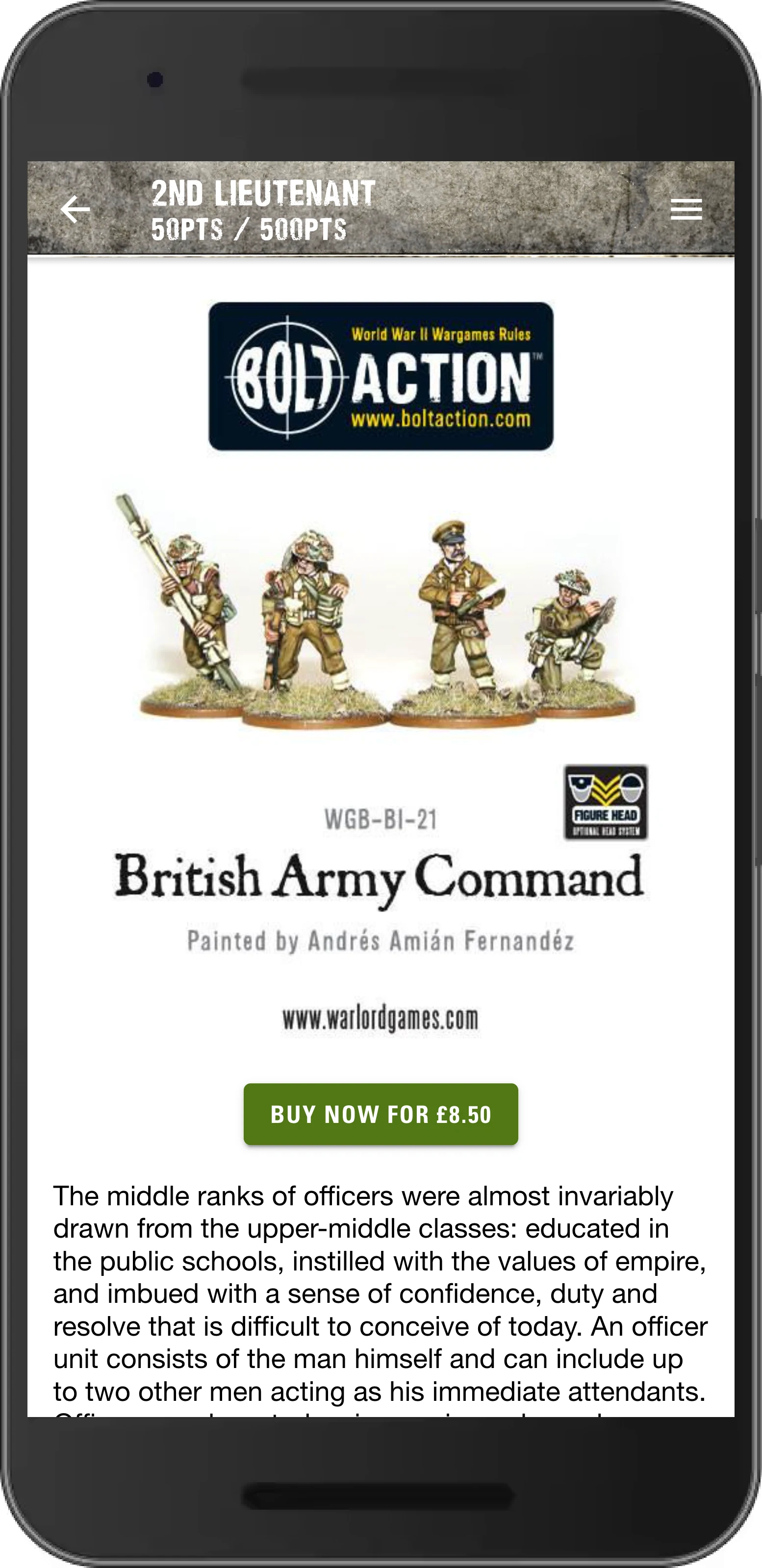 Warlord Games List Builder screenshot